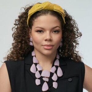 NWT Lele Sadoughi Lilac Purple Pebble Bib Stone Necklace Women's